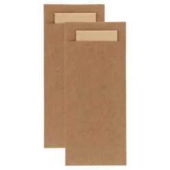 Bestekzakje Pochette Kraft met Naturel Servet (600 stuks)