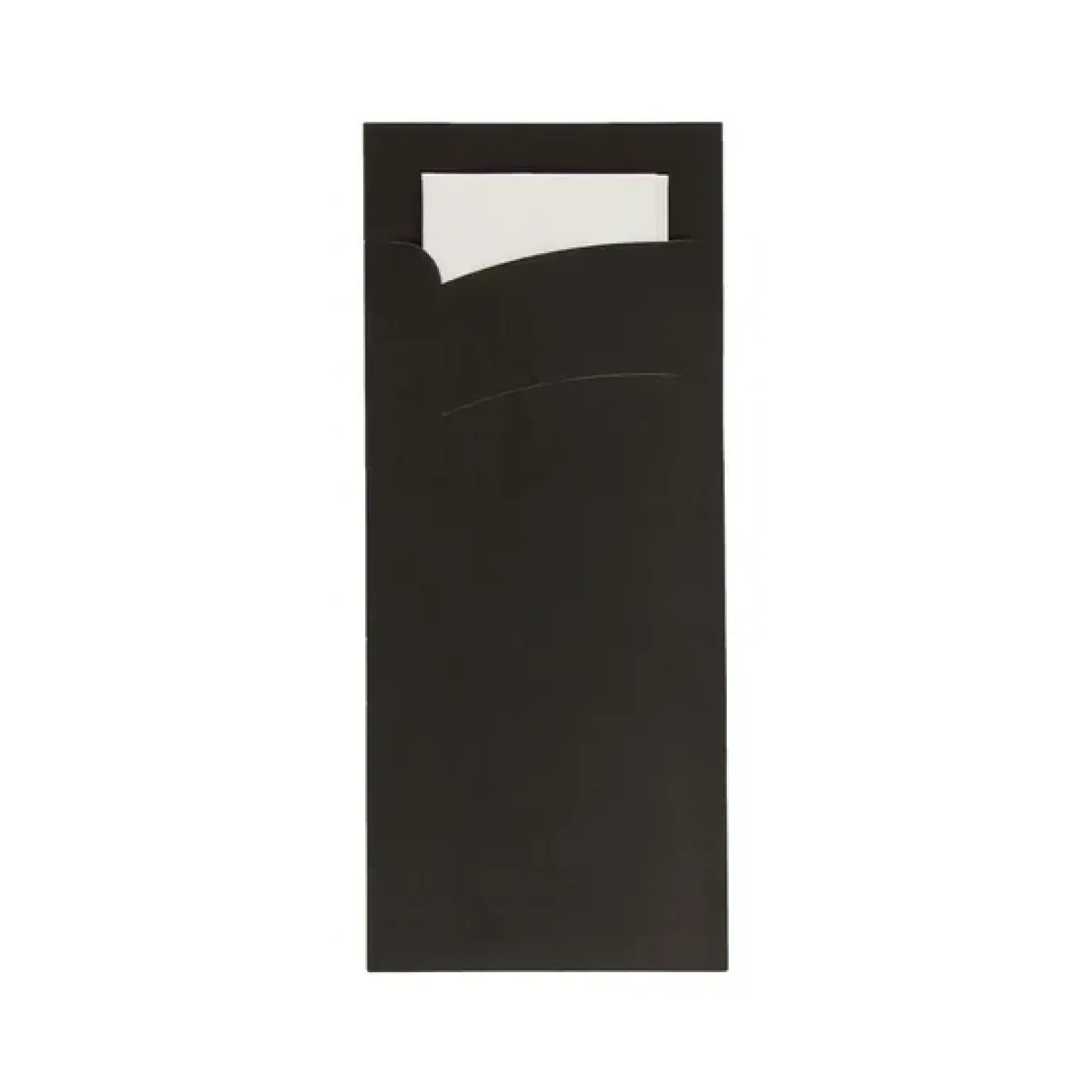 Bestekzakje pochette zwart met wit servet (600 stuks)