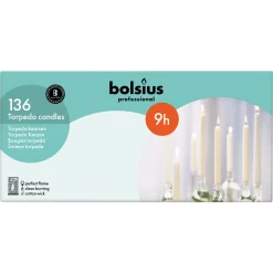 Bolsius Professional Torpedokaarsen Ivoor 240/22 mm 9h (136 stuks)