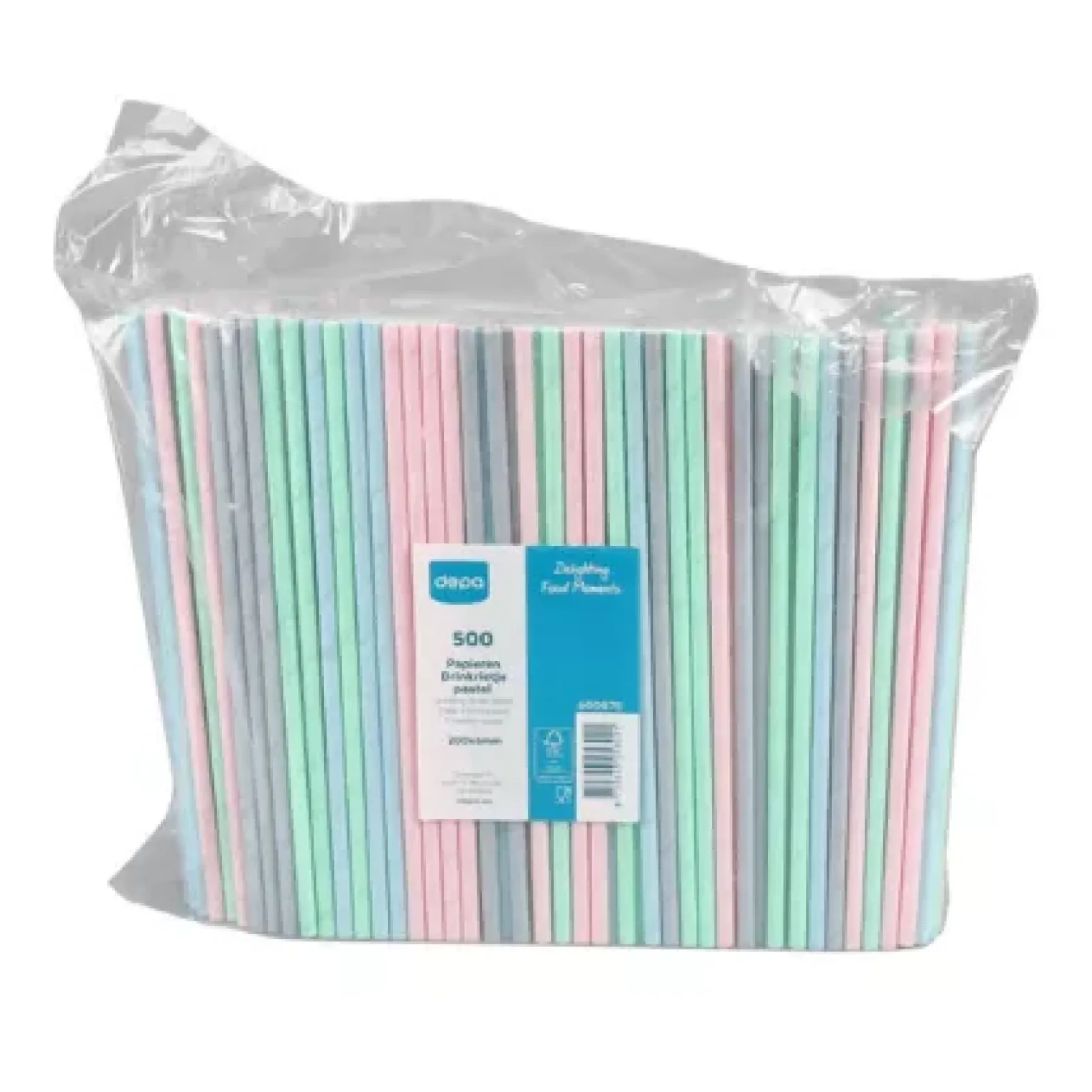 Drinkrietje papier pastel FSC 20cm x 6mm (500 stuks)