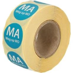 Etiket ‘Maandag Weg Op Woensdag’ (500 stuks)