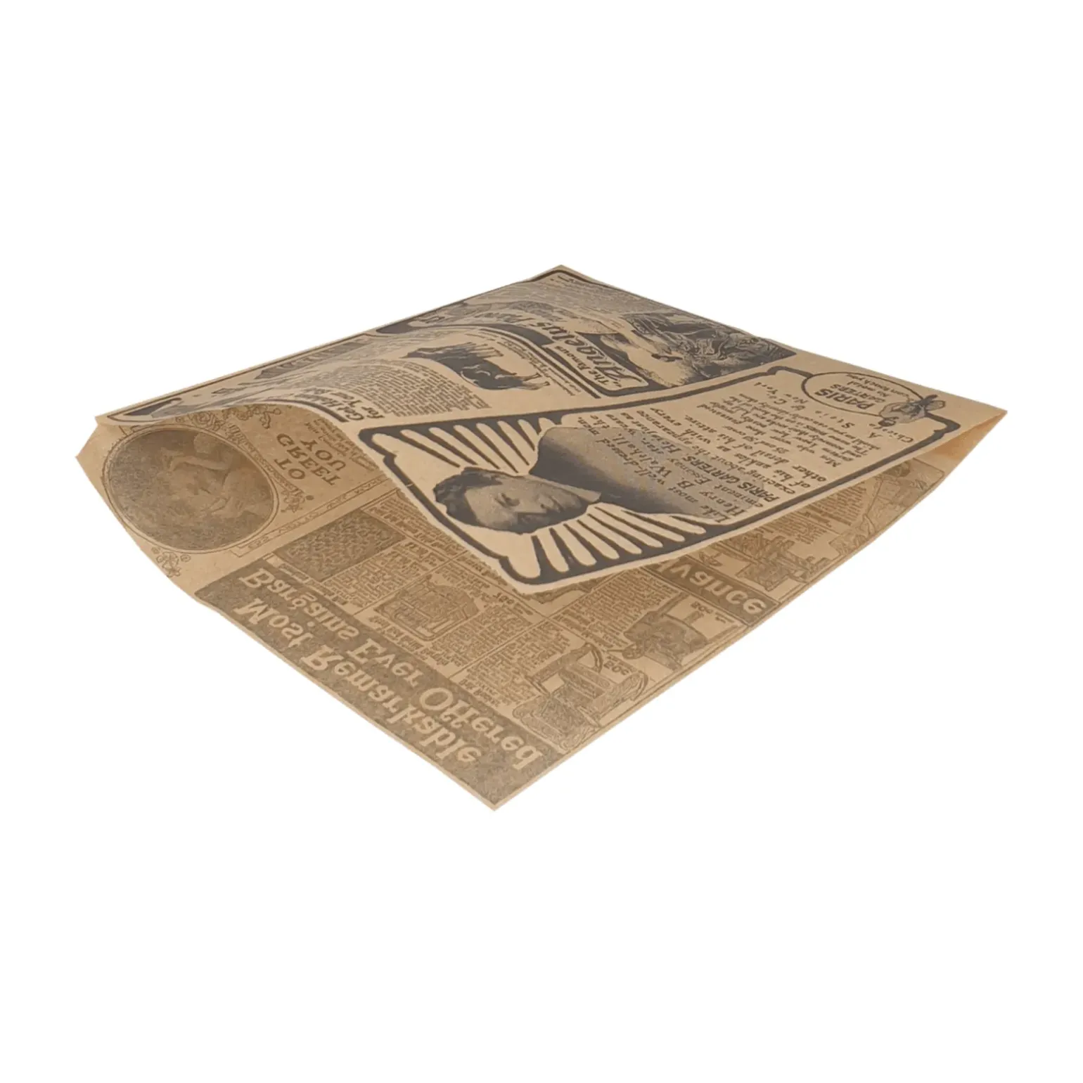 Hamburger zakje 17 x 18 cm vetvrij krant papier BIO (1000 stuks)