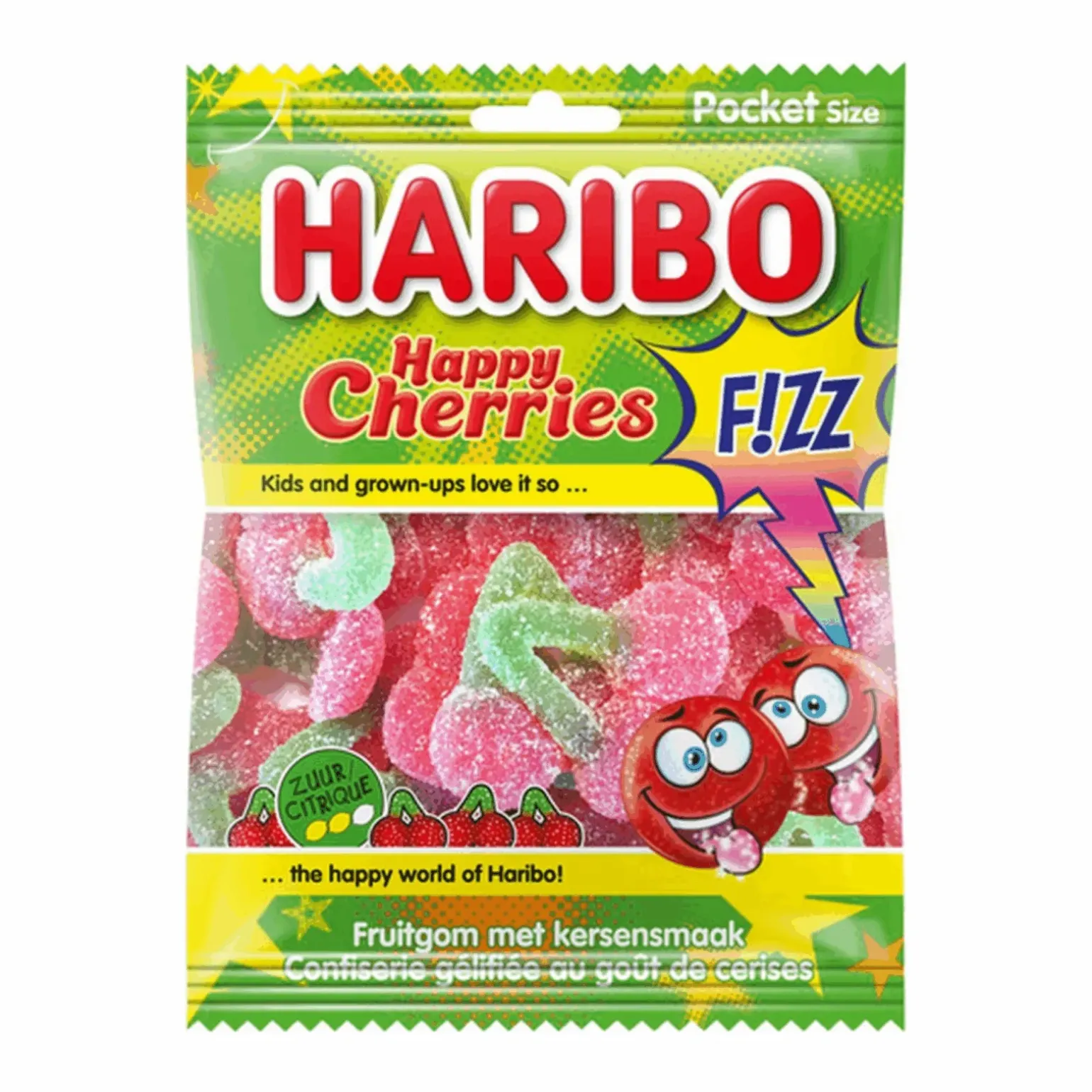 Haribo happy cherries F!ZZ zakje (28x 70gr)