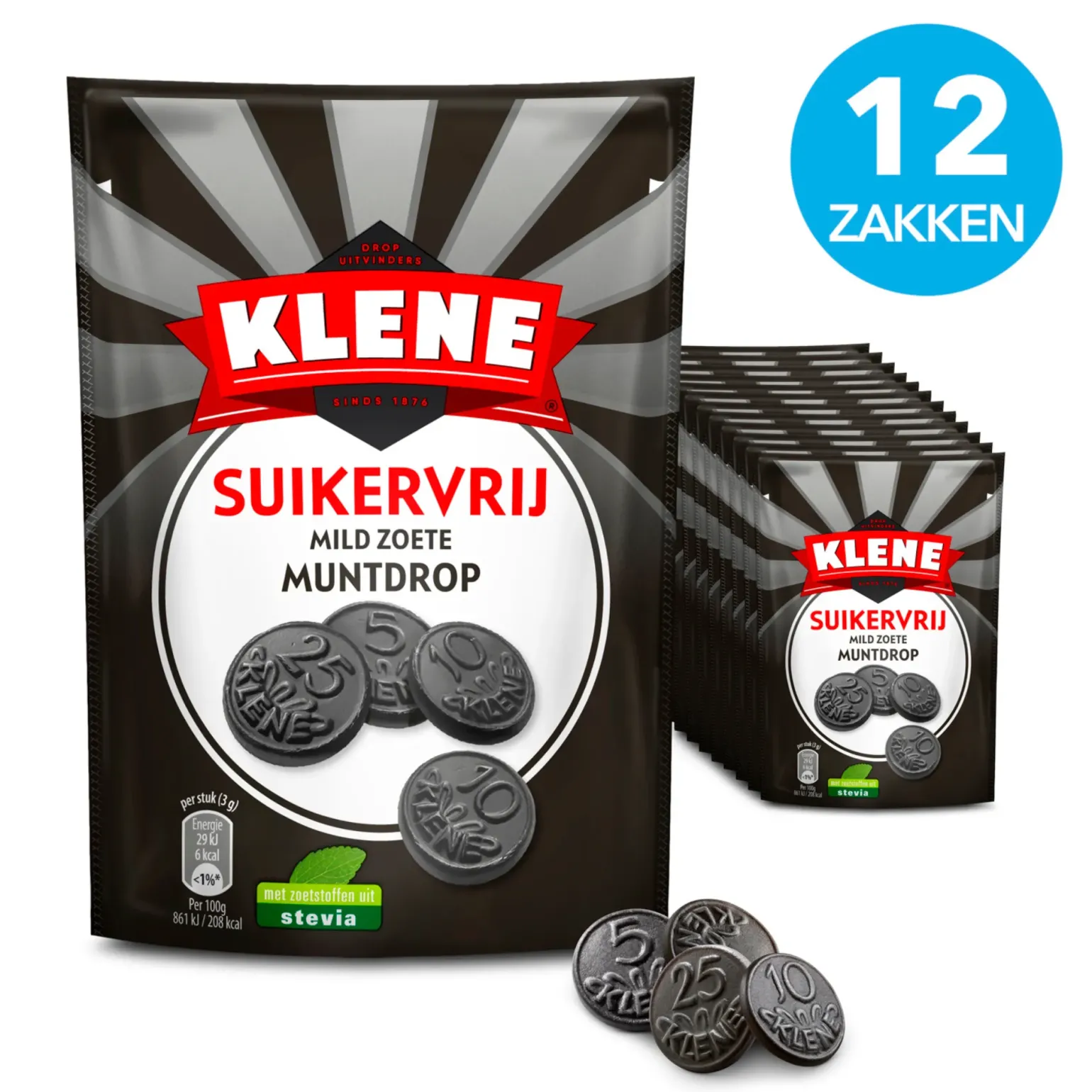 Klene Suikervrij Mild Zoete Muntdrop (12x 100gr)