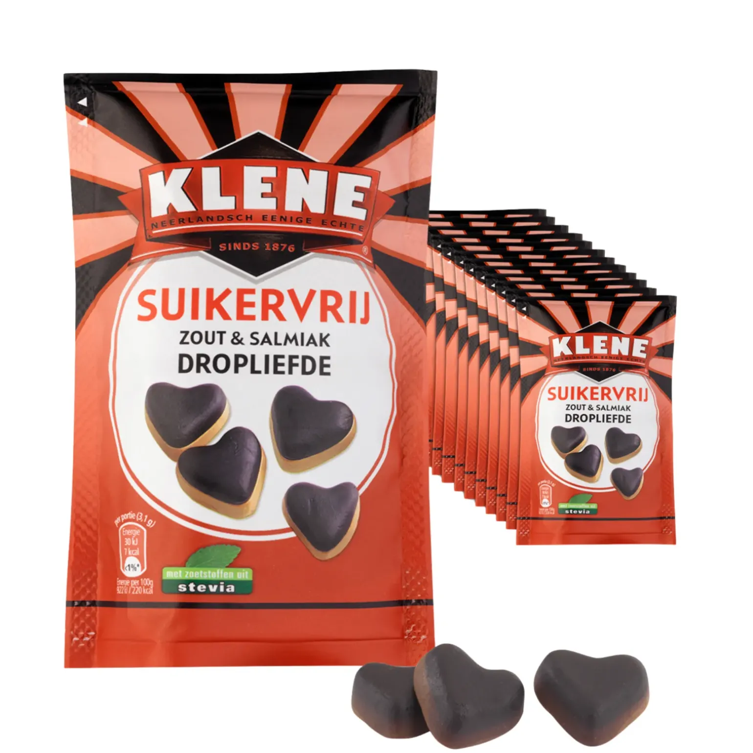 Klene Suikervrij Zout & Salmiak Dropliefde zakje (12x 90gr)