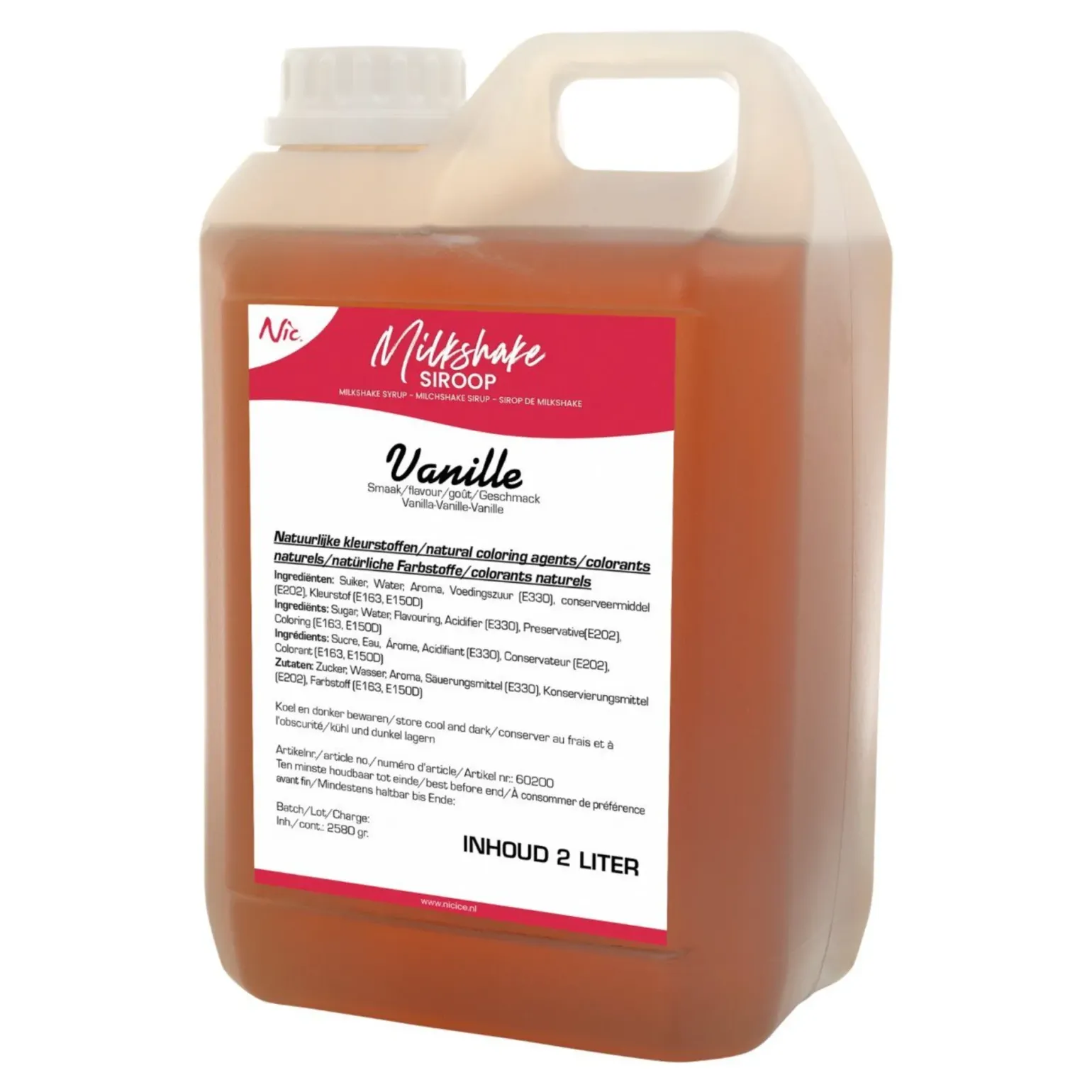 Nic Milkshakesiroop Vanille (2 liter)