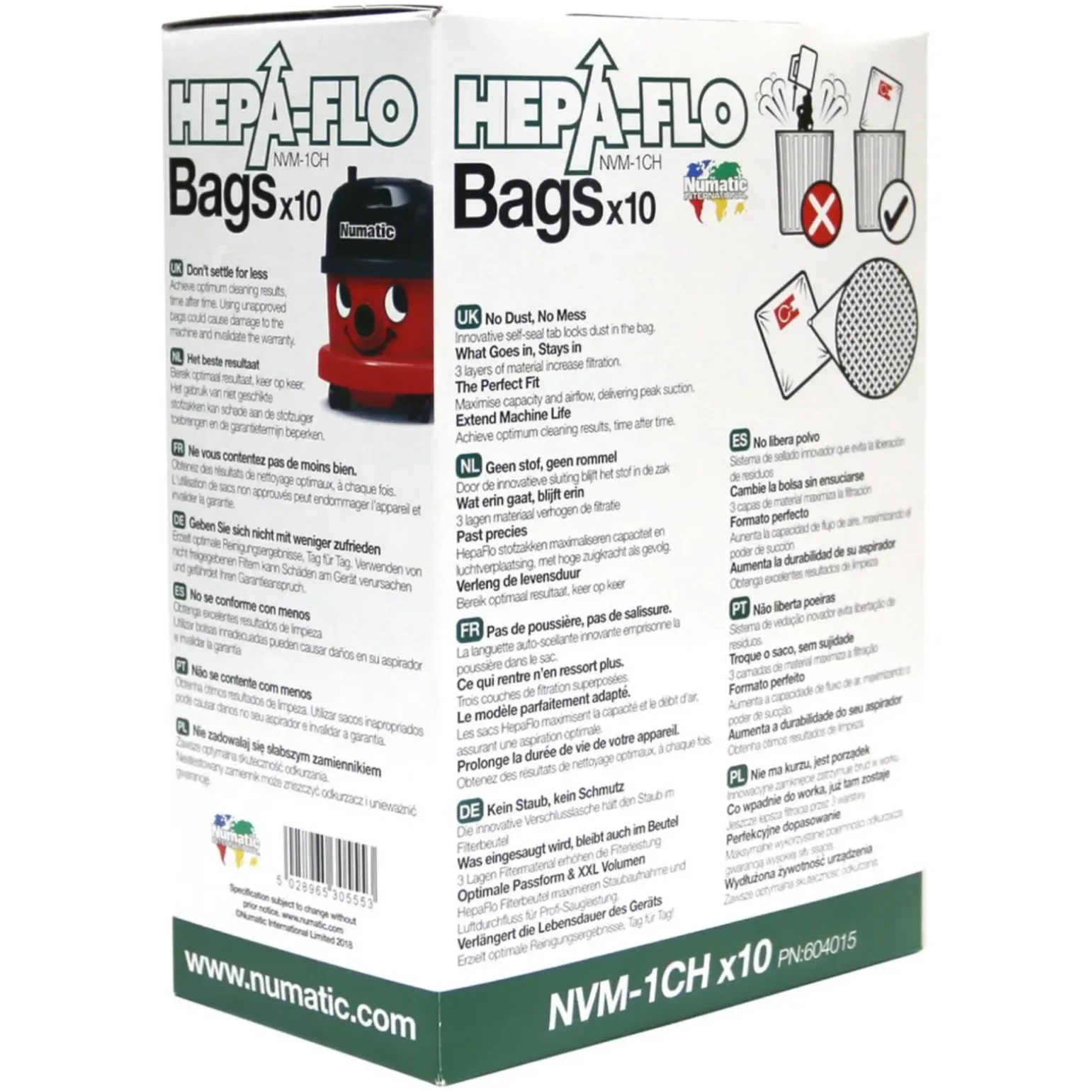 Numatic NVM-1CH Hepa Stofzuigerzakken (10 stuks)