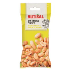 Nutisal Peanuts Dry Roasted Sour Cream Onion zakje (14x 60gr)
