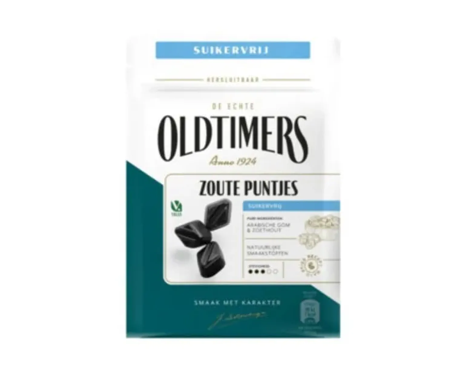 Oldtimers Zoute Puntjes Suikervrij Zakje (12x100gr)