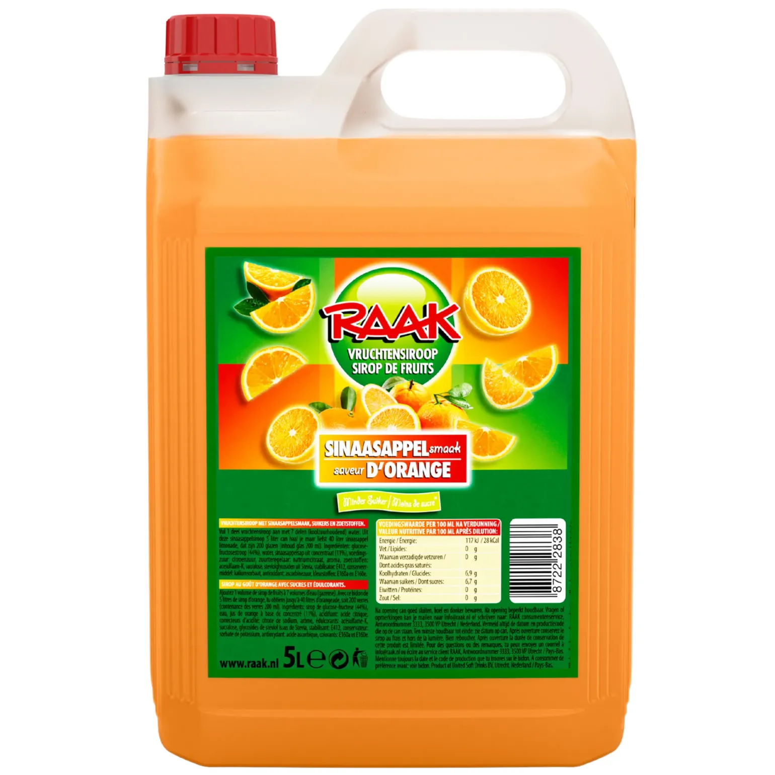 Raak Vruchtensiroop Sinaasappel (5 liter)