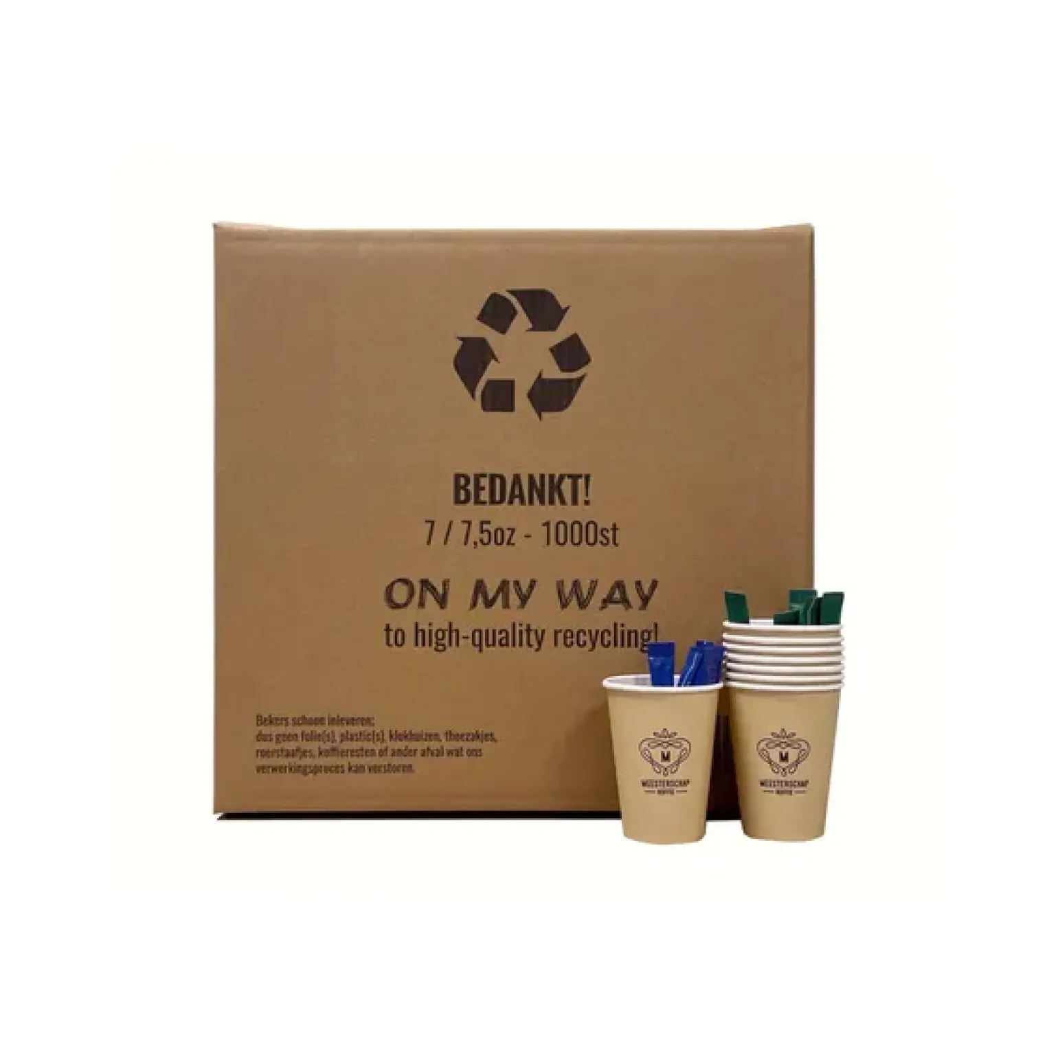 Recycle Doos voor 1.000 Koffiebekers incl. Rasters & Zak (10 stuks)