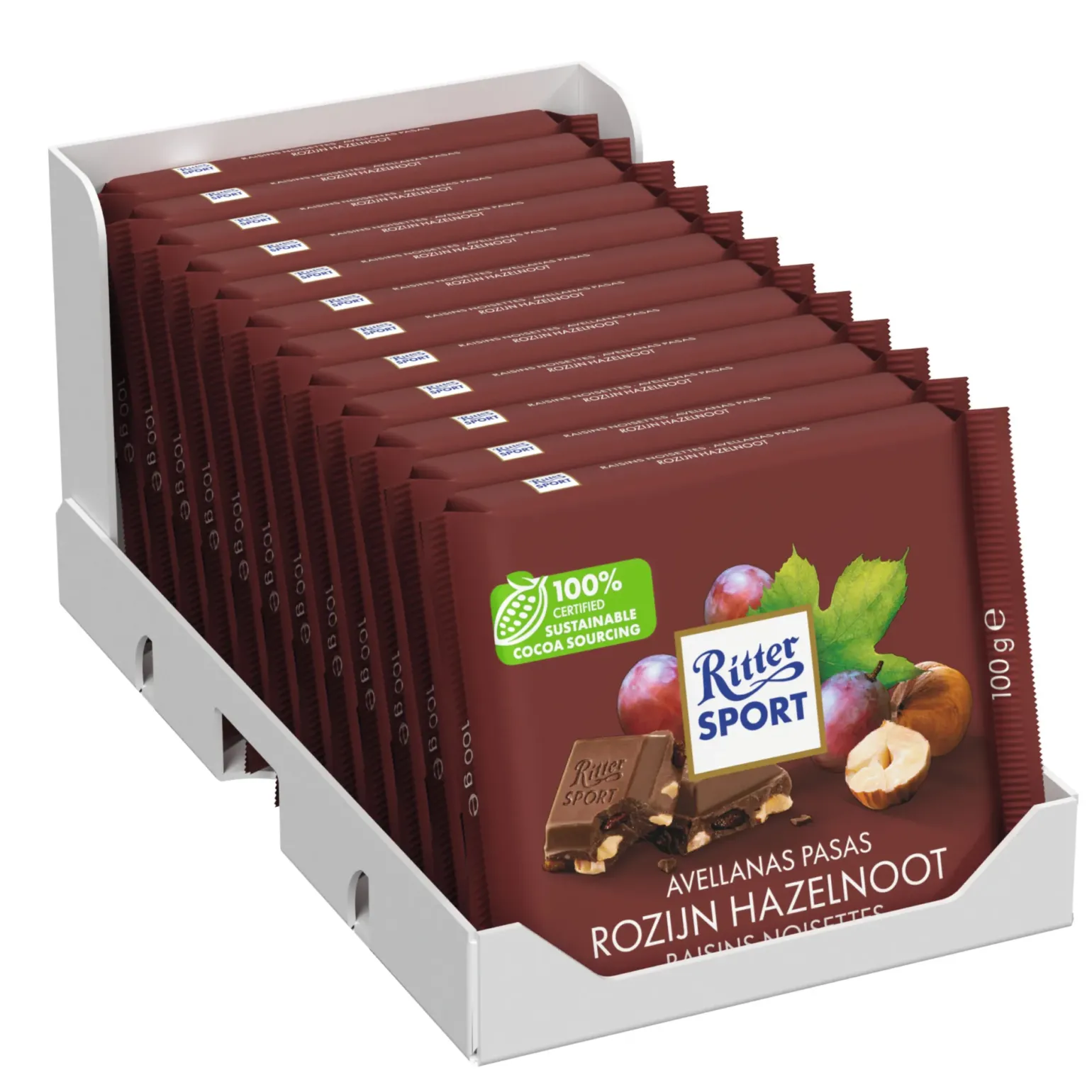 Ritter Sport Rozijn Hazelnoot (12x 100gr)