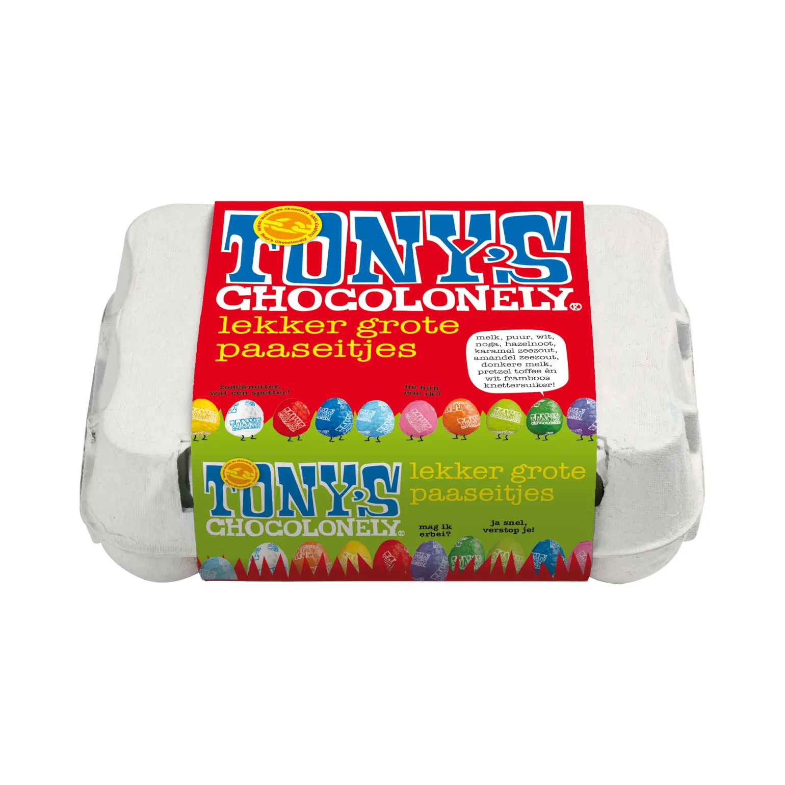 Tony’s Chocolonely Paaseitjes Assorti (12 stuks) OP=OP