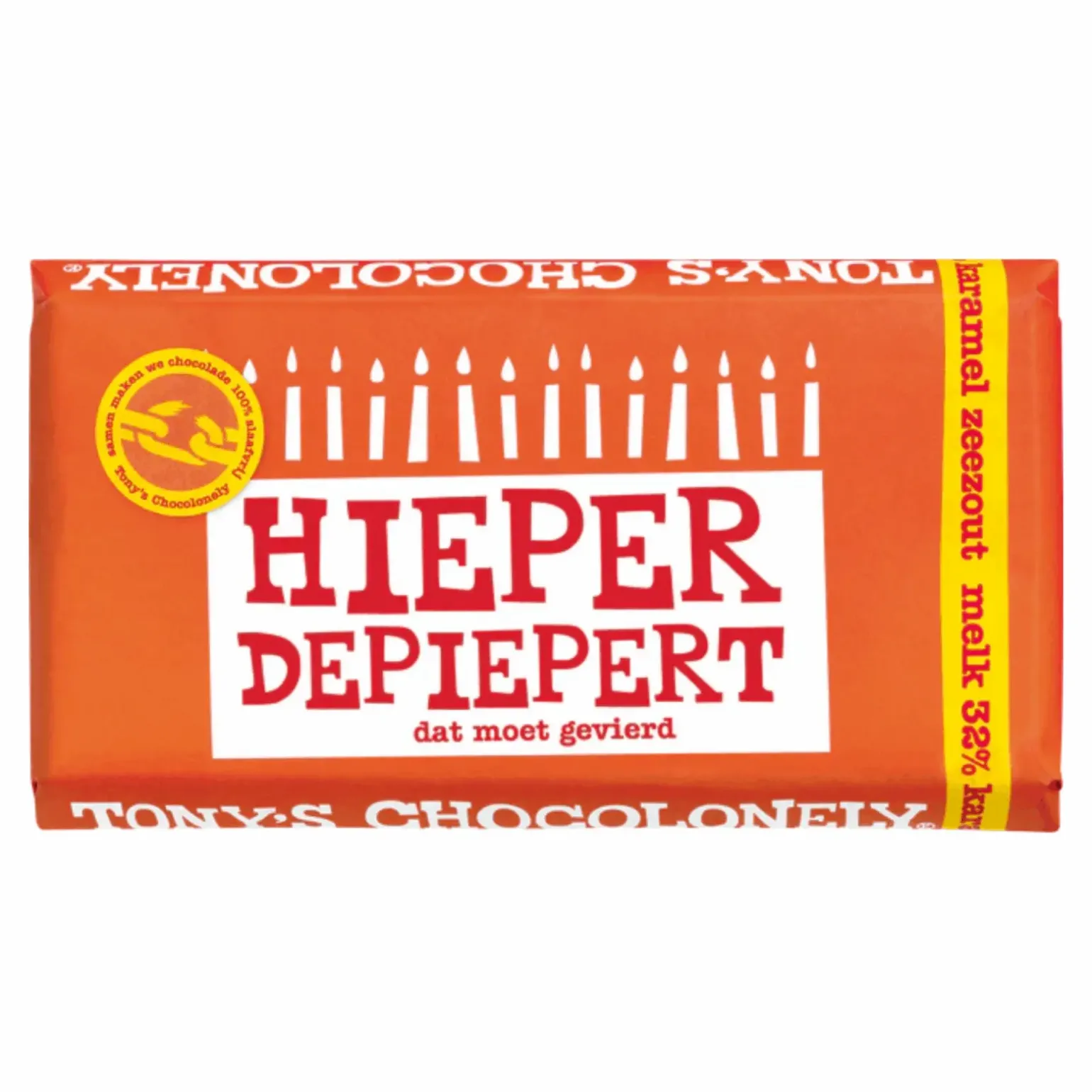 Tony’s Chocolonely Reep Melk Karamel Zeezout Gefeliciteerd (15x 180gr)
