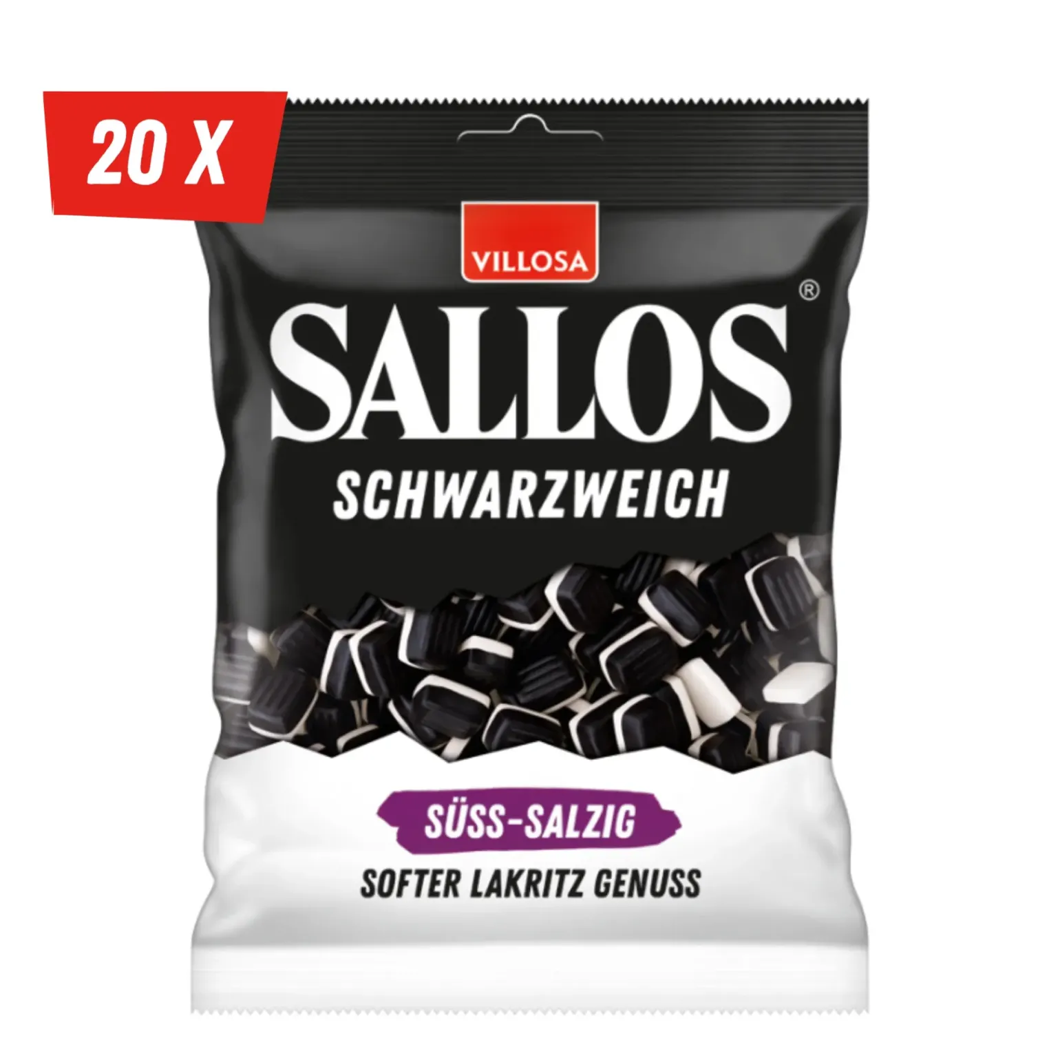 Villosa Sallos Schwarzweich Süß-Salzig (20x 200gr)