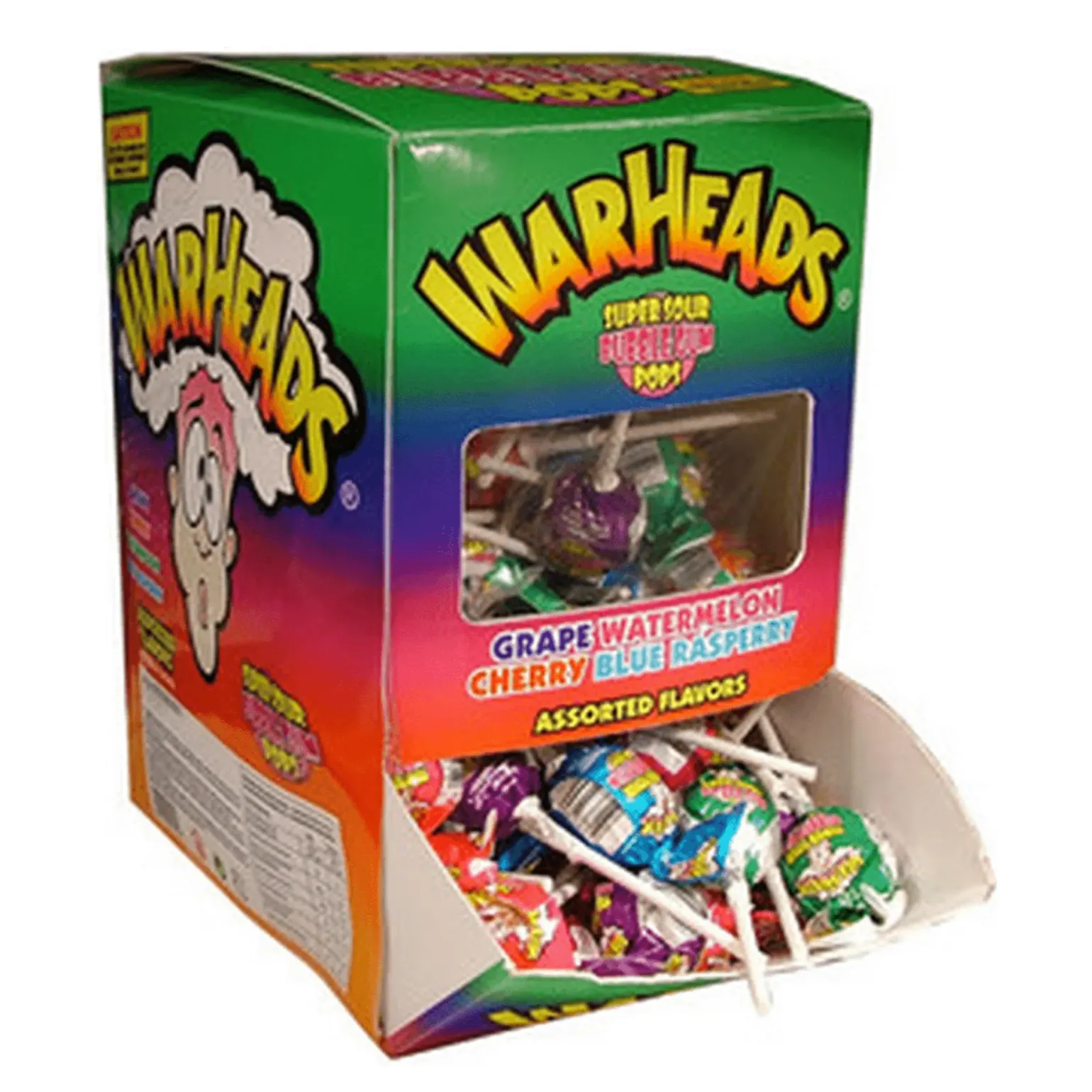 Warheads Super Sour Bubblegum Pops (100 stuks)