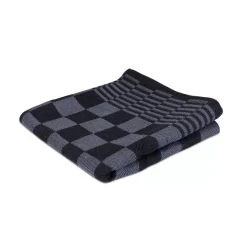 Weco Theedoek Geblokt Zwart 70x70cm (6 stuks)